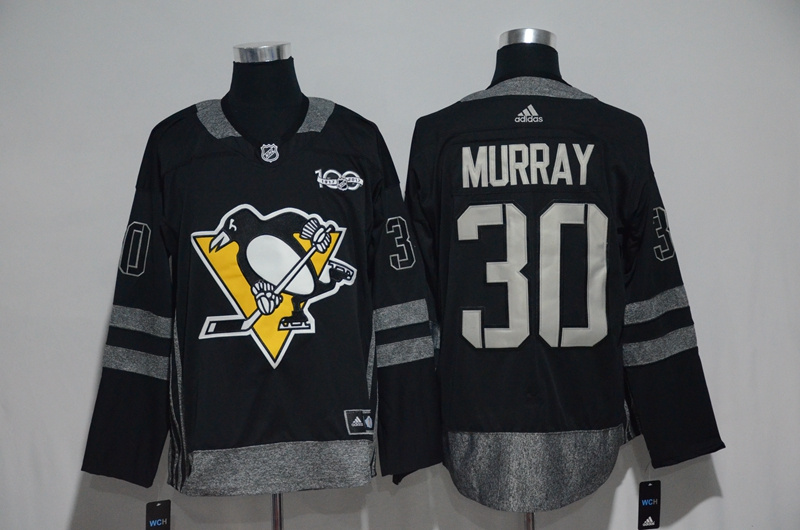 NHL Pittsburgh Penguins #30 Murray Black 1917-2017 100th Anniversary Stitched Jersey